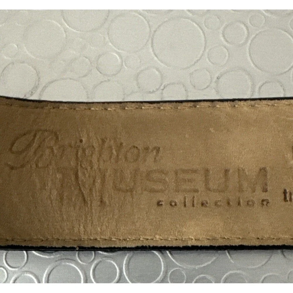 Vintage Brighton Museum Collection Golden Coins Leather Belt Black Croc S 37903